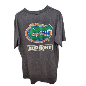 District Mens Gray Bud‎ Light T-Shirt with Gator Logo Size Large
